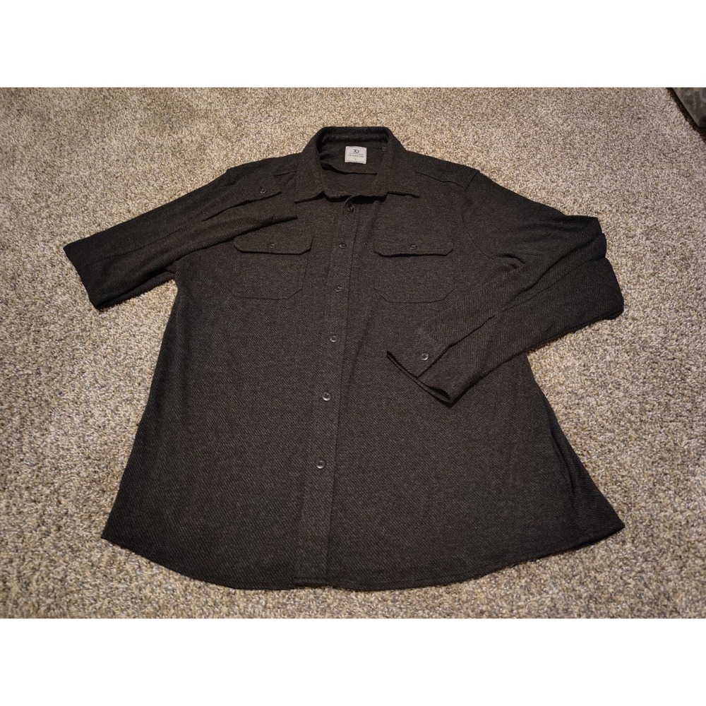 7 Diamonds Generation Soft Flannel Shirt Mens Large Charcoal Gray Button Down
